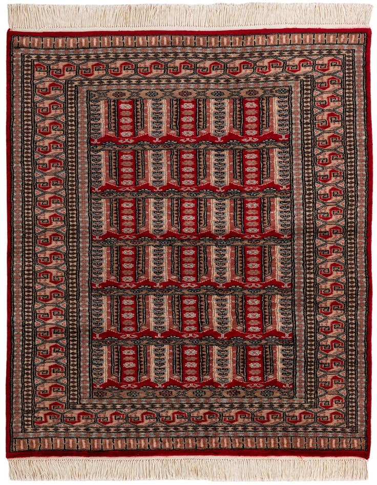 Detail image of 4' 2 x 6' 1 Hand Knotted Bokhara Oriental Wool Rug