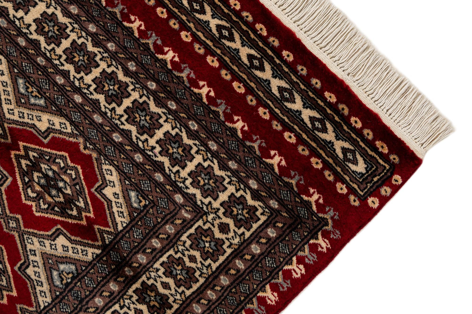 4' 1 x 6' 6 Hand Knotted Bokhara Wool Rug