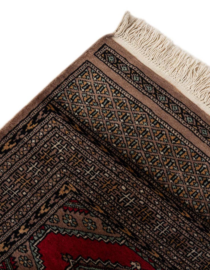 Detail image of 4' 3 x 6'  Hand Knotted Bokhara Oriental Wool Rug