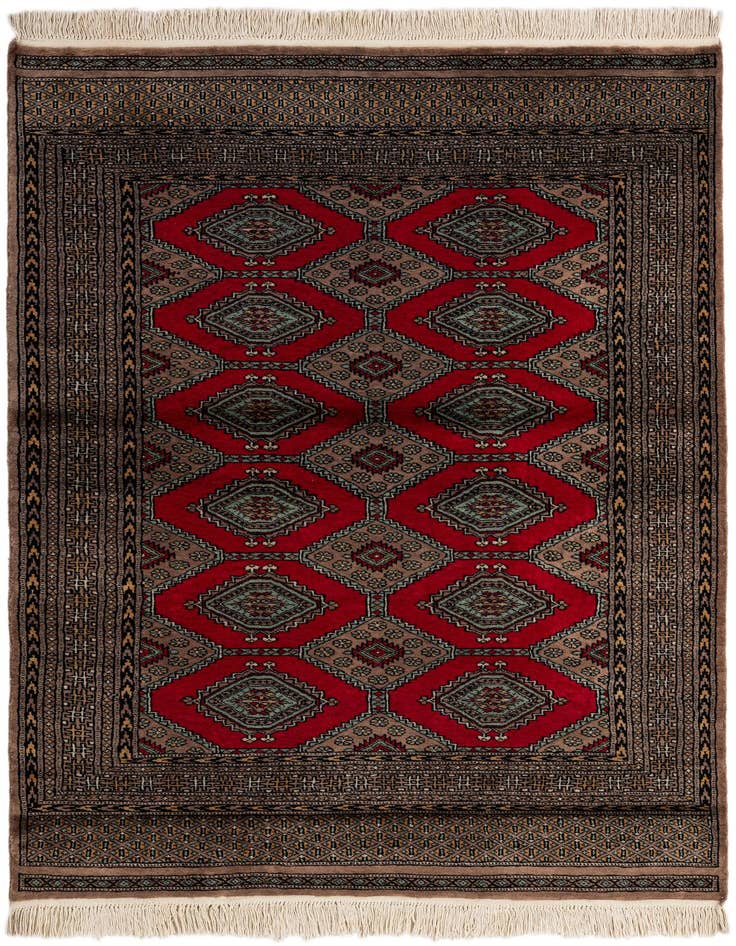 Detail image of 4' 3 x 6' Hand Knotted Bokhara Oriental Wool Rug