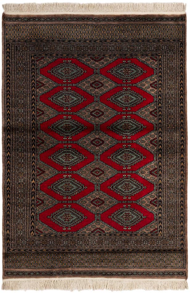 Detail image of 4' 3 x 6' Hand Knotted Bokhara Oriental Wool Rug