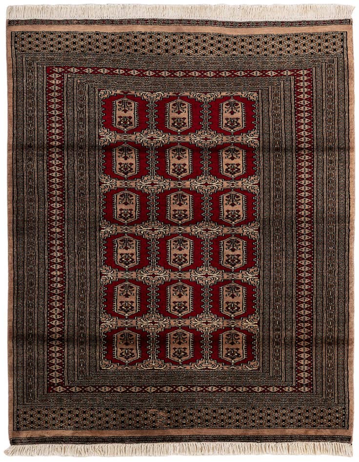 Detail image of 4' 2 x 5' 10 Hand Knotted Bokhara Wool Rug