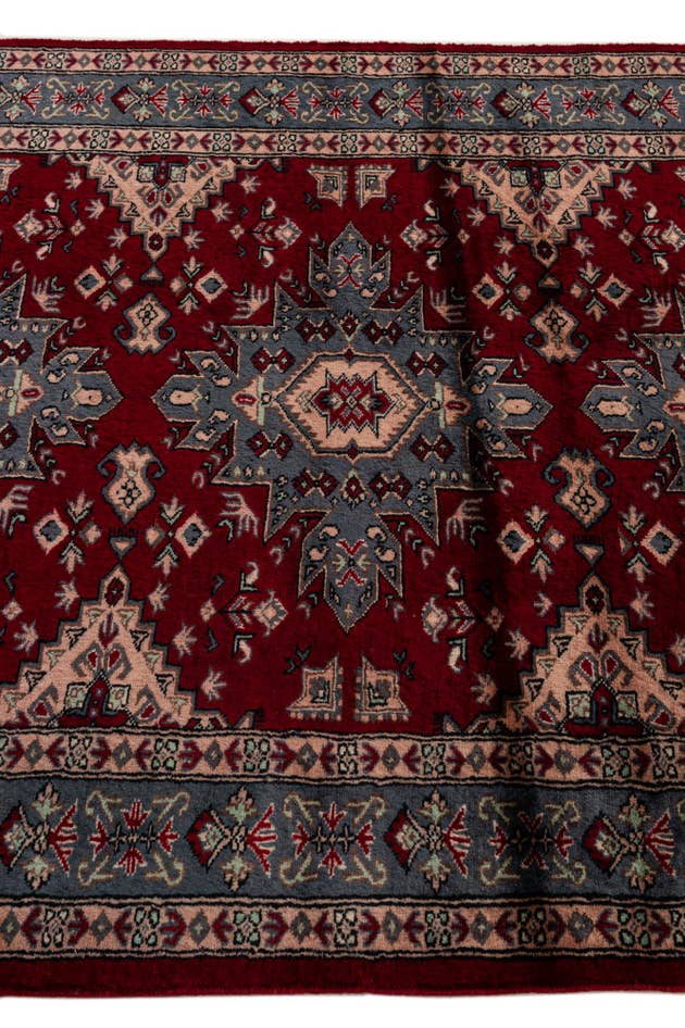 Detail image of 4' 2 x 6' Hand Knotted Bokhara Oriental Wool Rug