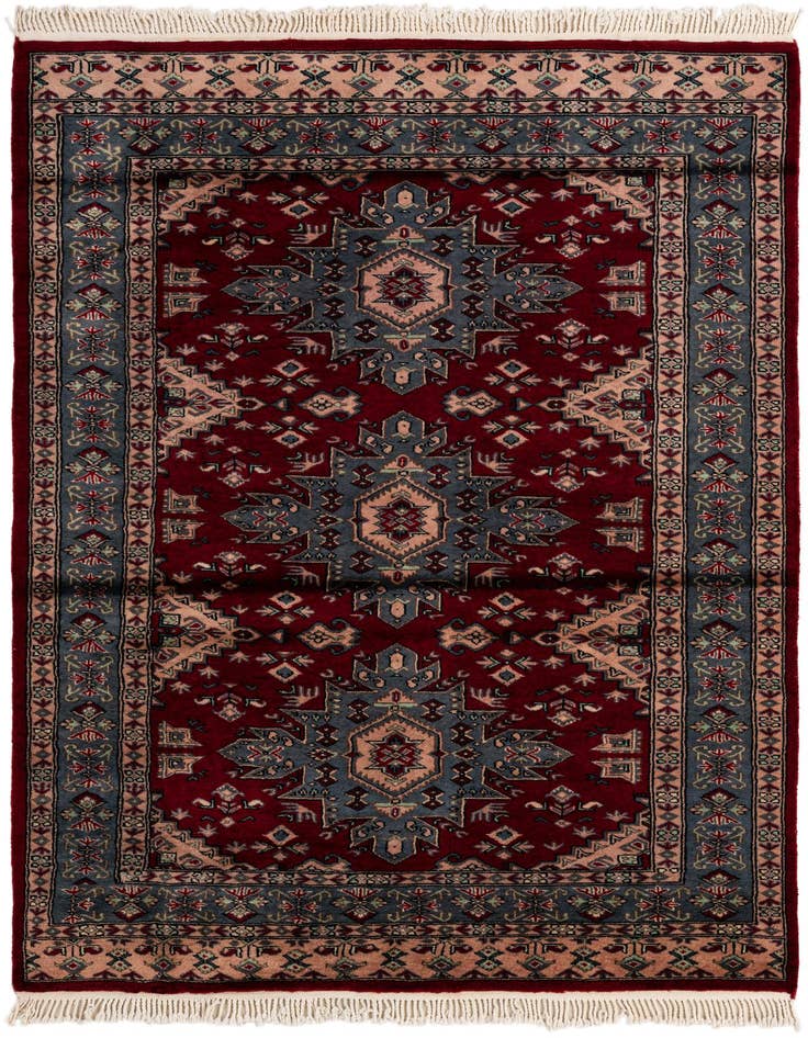 Detail image of 4' 2 x 6' Hand Knotted Bokhara Oriental Wool Rug