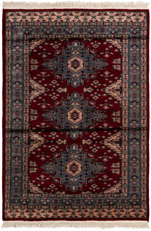 Detail image of 4' 2 x 6' Hand Knotted Bokhara Oriental Wool Rug