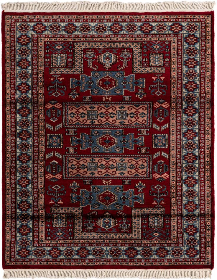 Detail image of 4' 3 x 6' Hand Knotted Bokhara Oriental Wool Rug