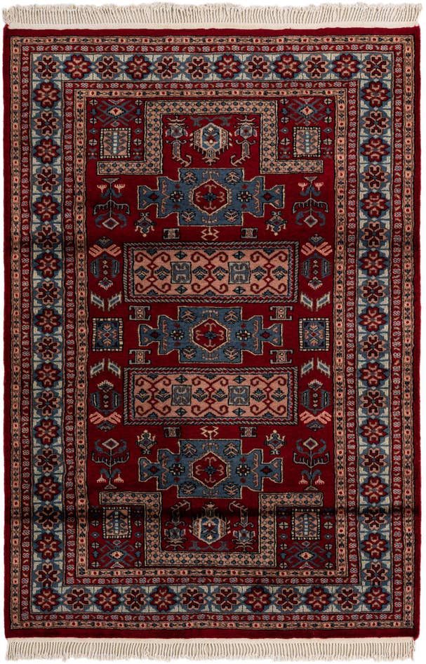 Detail image of 4' 3 x 6' Hand Knotted Bokhara Oriental Wool Rug