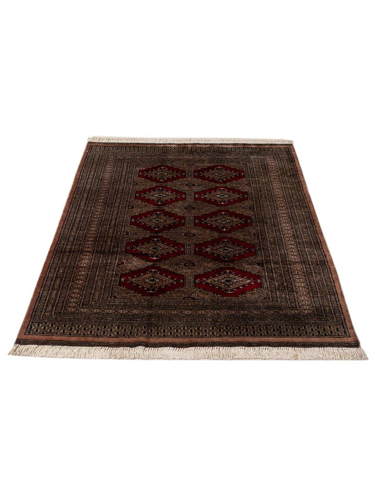 Detail image of 4' 2 x 5' 9  Hand Knotted Bokhara Oriental Wool Rug