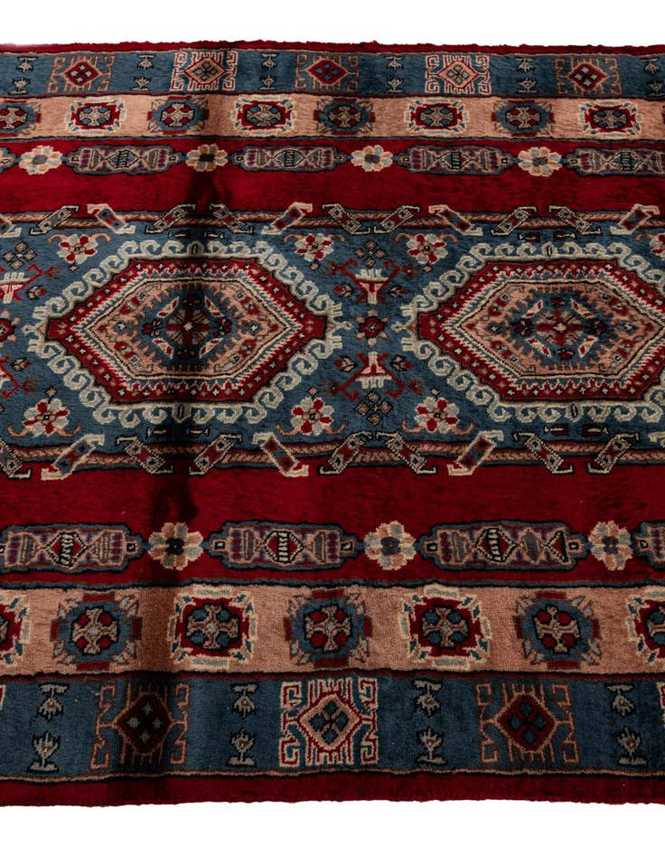Detail image of 4' x 6' 3  Hand Knotted Bokhara Oriental Wool Rug