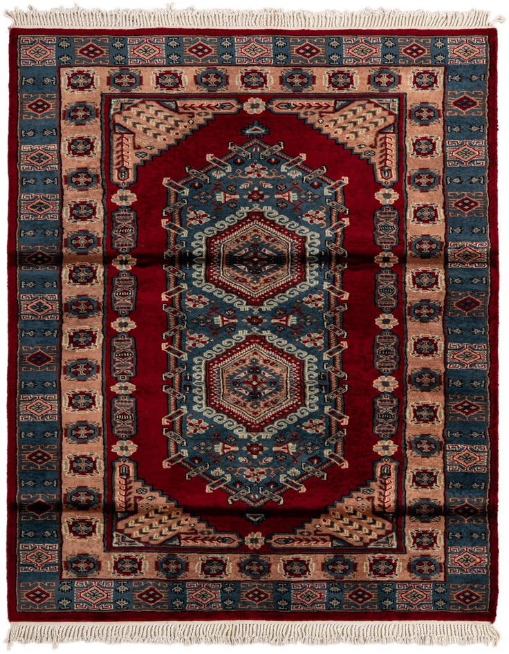 Detail image of 4' x 6' 3 Hand Knotted Bokhara Oriental Wool Rug