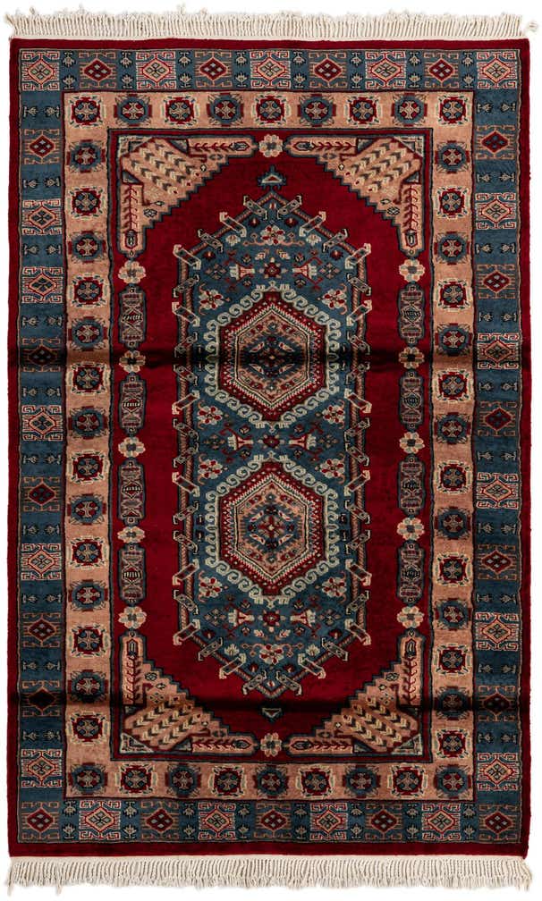 4' x 6' 3 Hand Knotted Bokhara Oriental Wool Rug