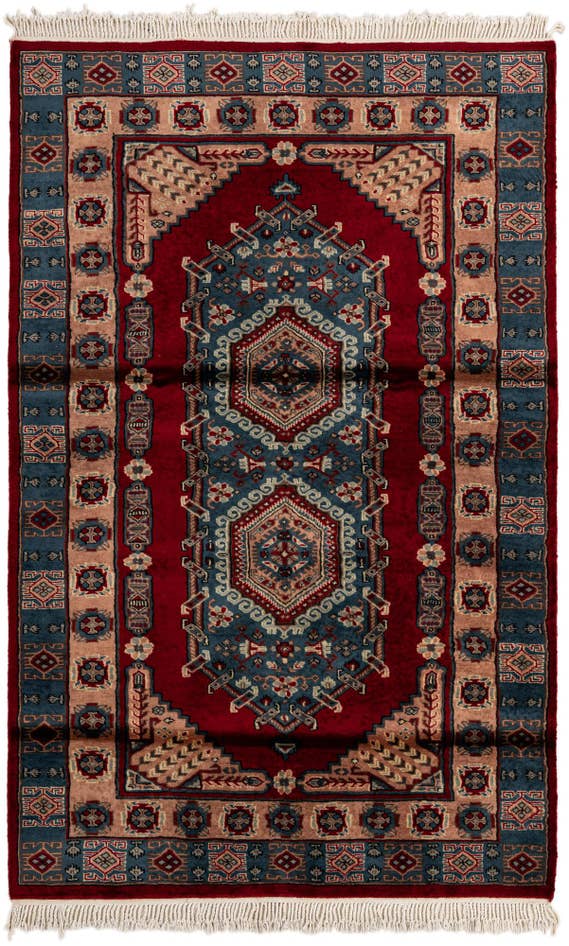 Detail image of 4' x 6' 3 Hand Knotted Bokhara Oriental Wool Rug