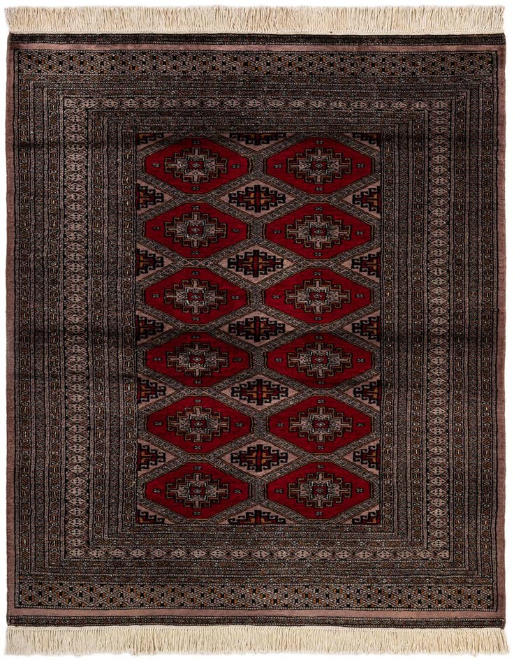 Detail image of 4' 3 x 6' 3 Hand Knotted Bokhara Oriental Wool Rug