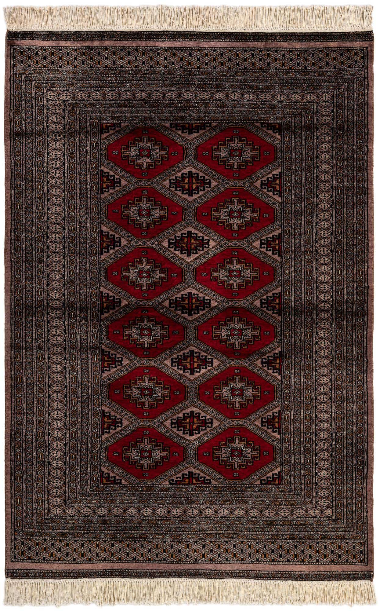 4' 3 x 6' 3 Hand Knotted Bokhara Oriental Wool Rug