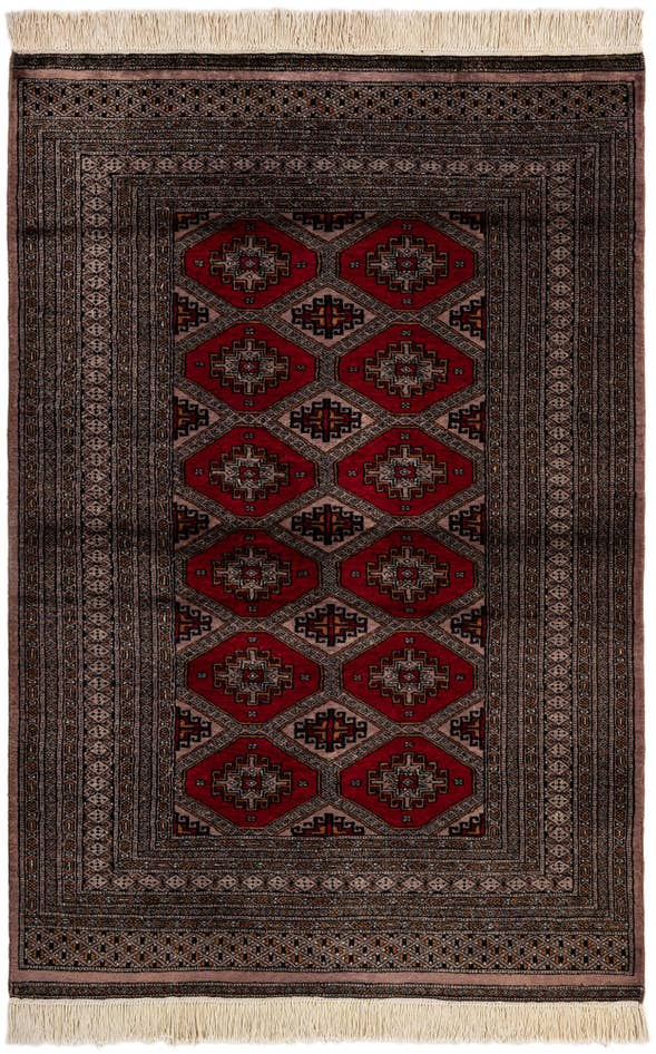 Detail image of 4' 3 x 6' 3 Hand Knotted Bokhara Oriental Wool Rug