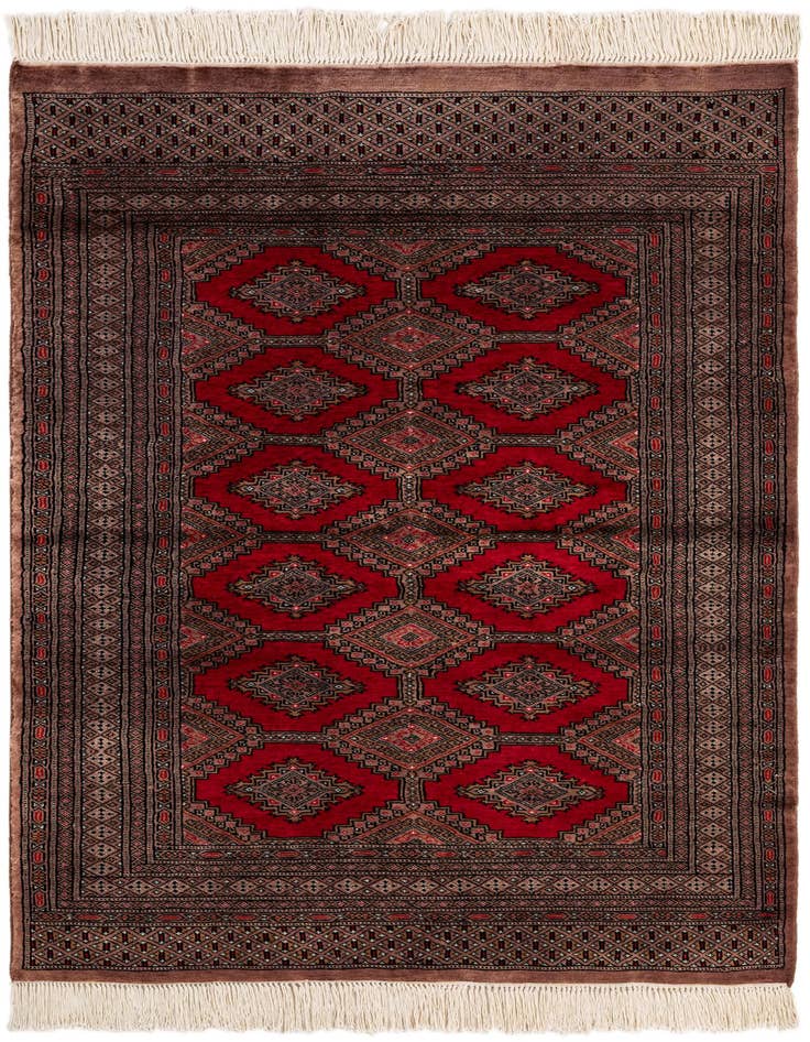 Detail image of 4' 1 x 5' 8 Hand Knotted Bokhara Oriental Wool Rug