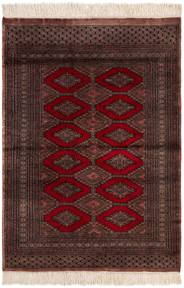 Detail image of 4' 1 x 5' 8 Hand Knotted Bokhara Oriental Wool Rug