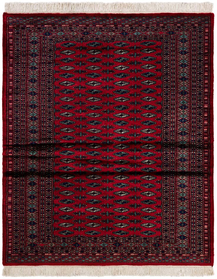 Detail image of 4' 3 x 6' 2 Hand Knotted Bokhara Oriental Wool Rug
