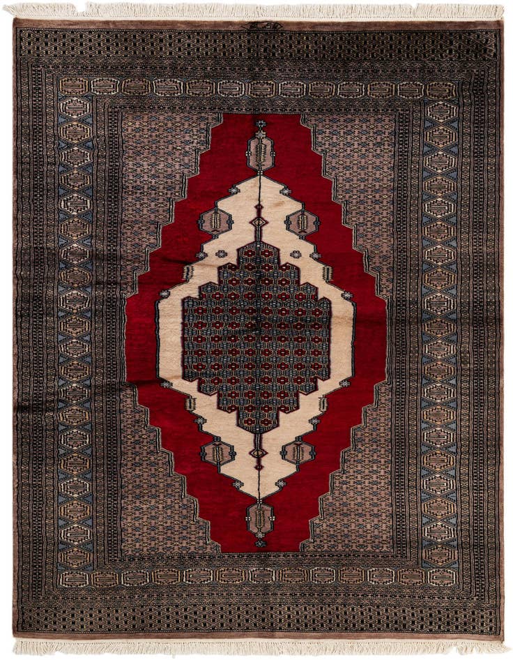 Detail image of 5' 2 x 7' 11 Hand Knotted Bokhara Oriental Wool Rug