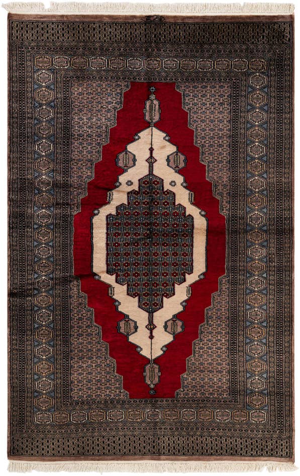 Detail image of 5' 2 x 7' 11 Hand Knotted Bokhara Oriental Wool Rug