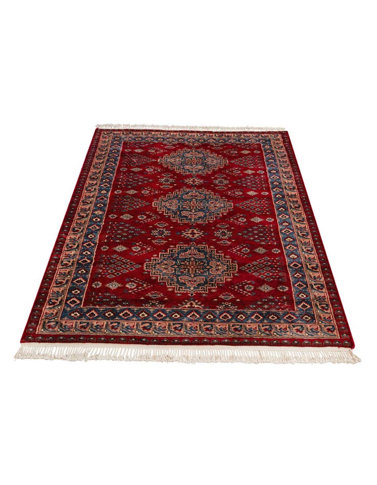 Detail image of 4' 1 x 6' 6 Hand Knotted Bokhara Oriental Wool Rug