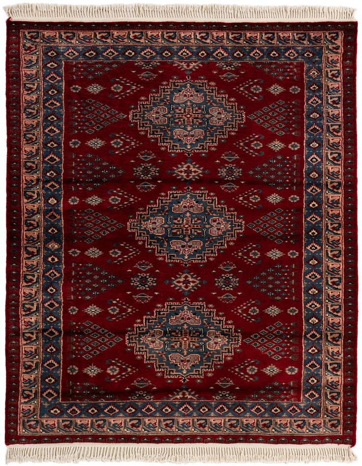 Detail image of 4' 1 x 6' 6 Hand Knotted Bokhara Oriental Wool Rug
