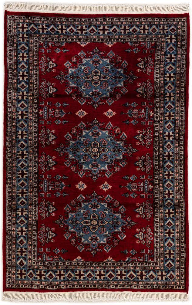 4' 3 x 6' 2 Hand Knotted Bokhara Oriental Wool Rug
