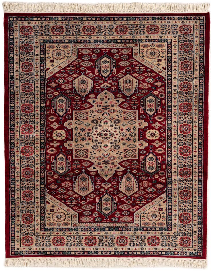 Detail image of 4' 4 x 6' 1 Hand Knotted Bokhara Oriental Wool Rug