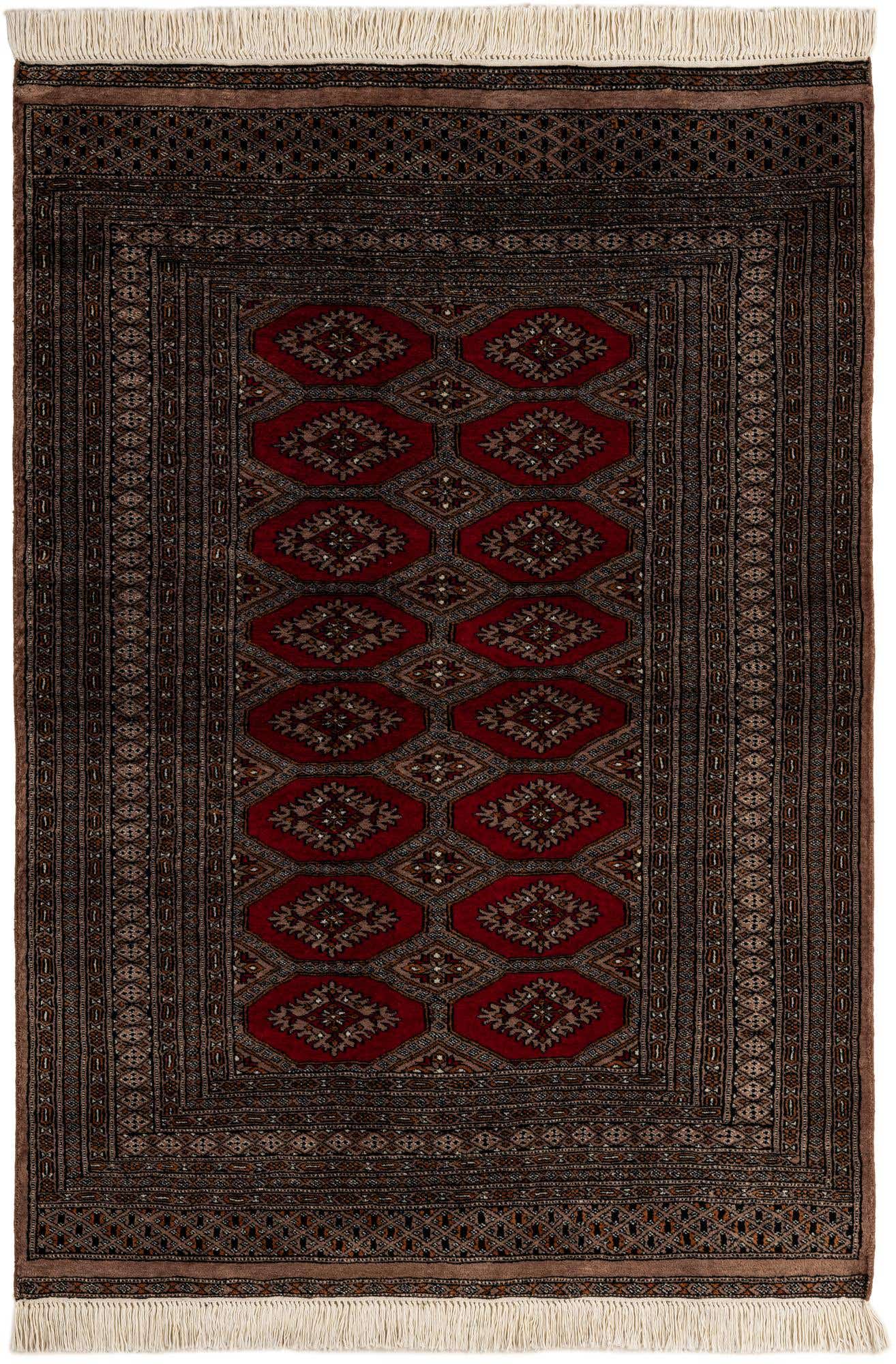4' 3 x 6' 1 Hand Knotted Bokhara Oriental Wool Rug