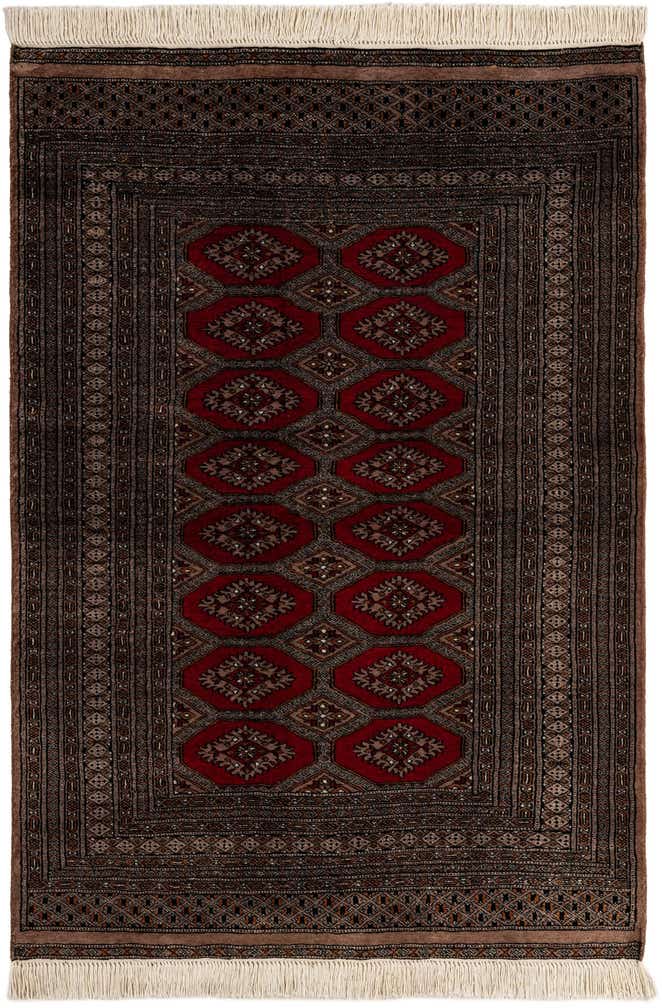 4' 3 x 6' 1 Hand Knotted Bokhara Oriental Wool Rug