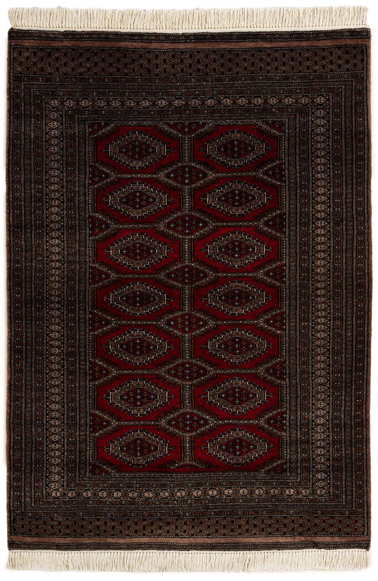 4' 3 x 6' 1 Hand Knotted Bokhara Oriental Wool Rug