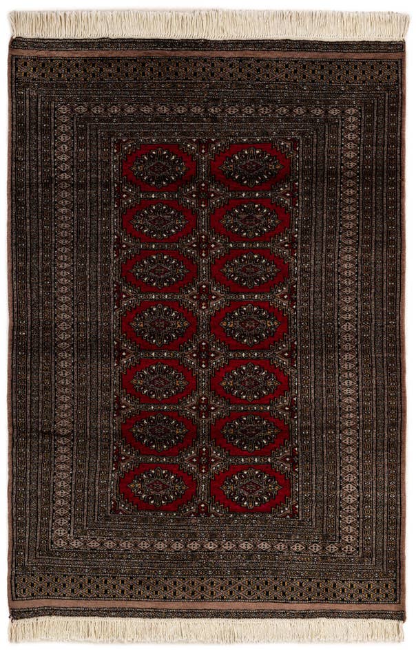 Detail image of 4' 3 x 6' 2 Hand Knotted Bokhara Oriental Wool Rug
