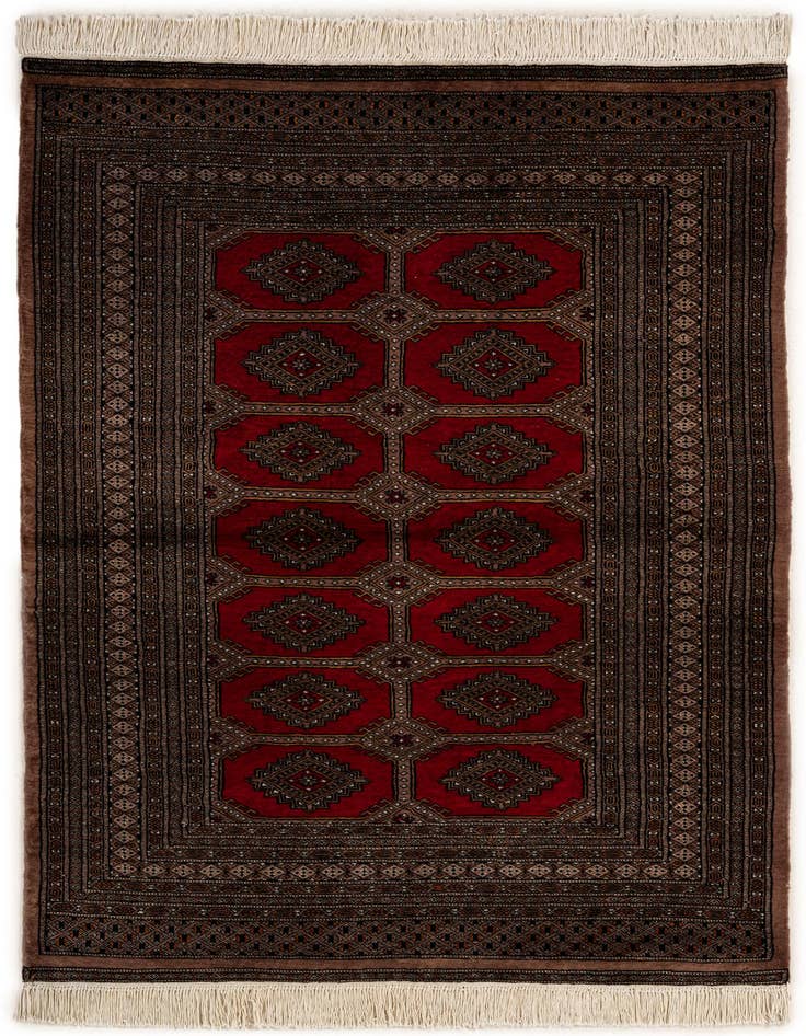 Detail image of 4' 3 x 6' 2 Hand Knotted Bokhara Oriental Wool Rug