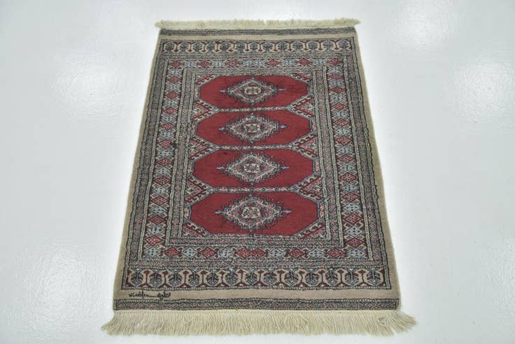 Detail image of 2' 9 x 3' 8 Hand Knotted Bokhara Oriental Wool Rug