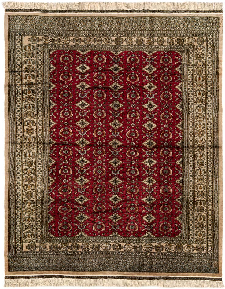 Detail image of 6' 5 x 9' 1 Hand Knotted Bokhara Oriental Wool Rug