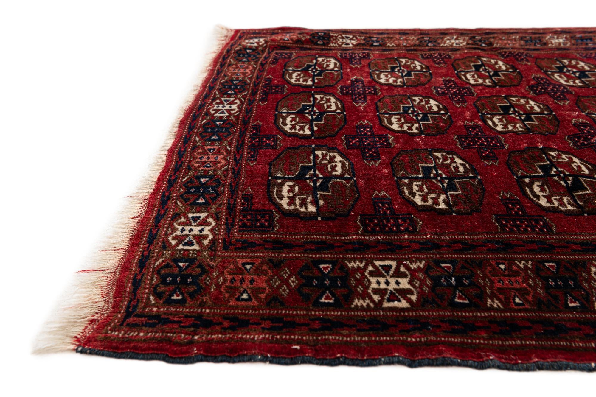 3' 1 x 3' 9 Hand Knotted Bokhara Oriental Wool Rug
