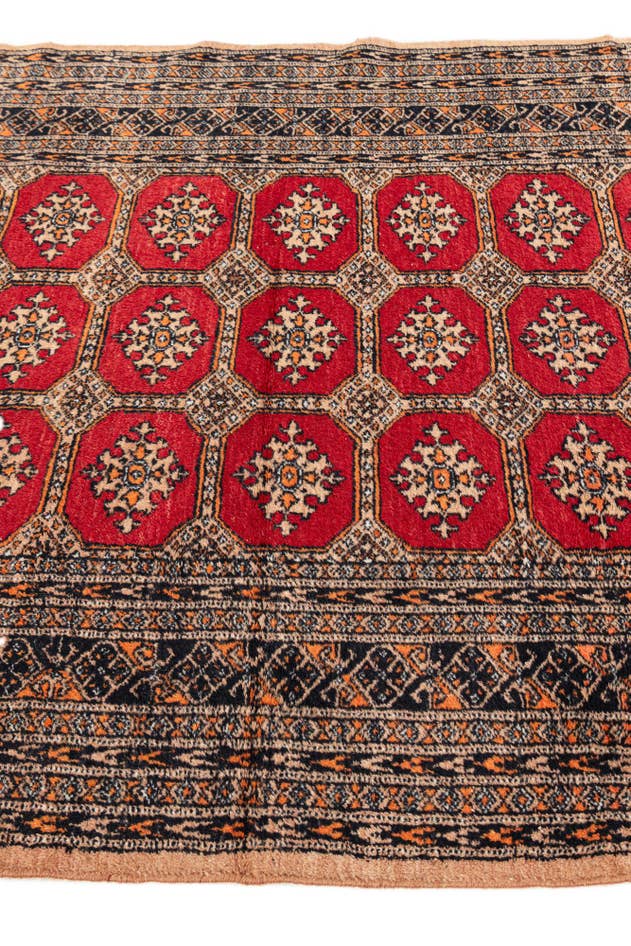 Detail image of 4' 1 x 6' 1 Hand Knotted Bokhara Wool Rug