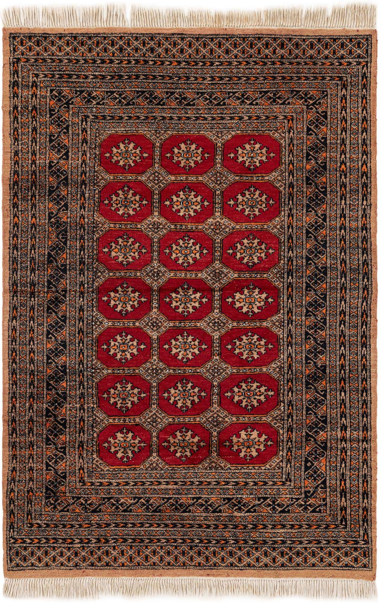 4' 1 x 6' 1 Hand Knotted Bokhara Wool Rug
