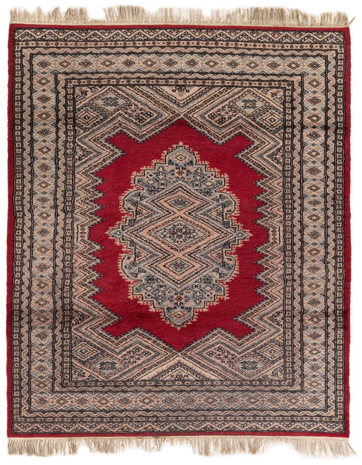 Detail image of 4' 3 x 6' Hand Knotted Bokhara Oriental Wool Rug