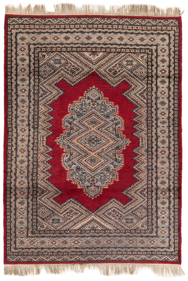Detail image of 4' 3 x 6' Hand Knotted Bokhara Oriental Wool Rug