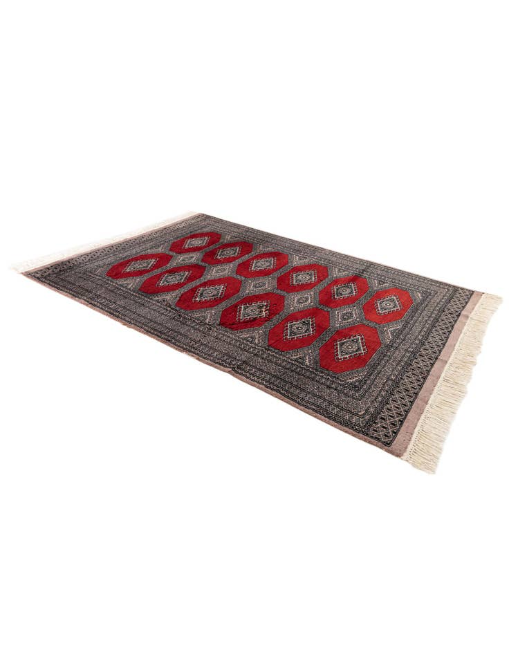 Detail image of 4' 2 x 5' 11 Hand Knotted Bokhara Oriental Wool Rug