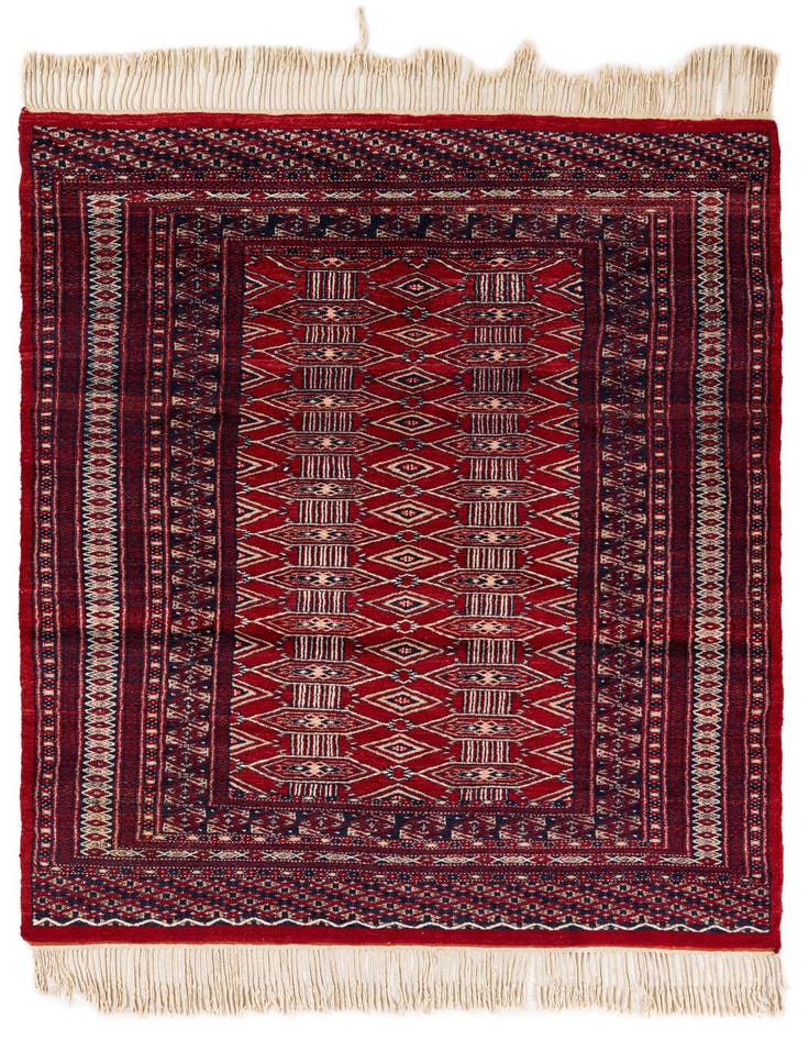 Detail image of 4' 1 x 6' 2 Hand Knotted Bokhara Oriental Wool Rug
