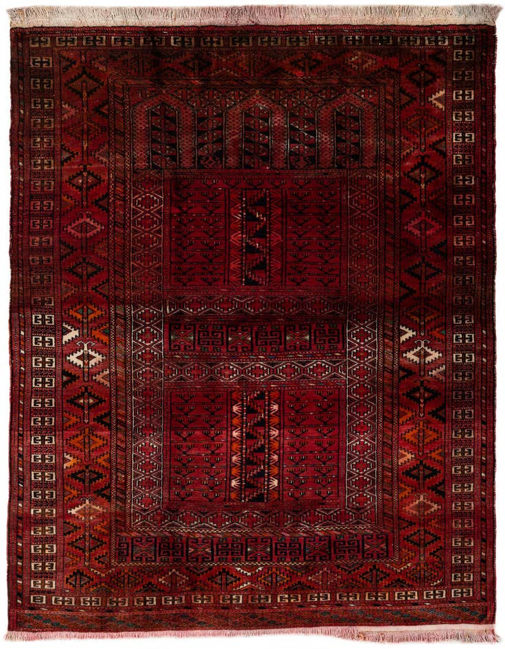 Detail image of 3' 10 x 5' 1 Hand Knotted Bokhara Oriental Wool Rug