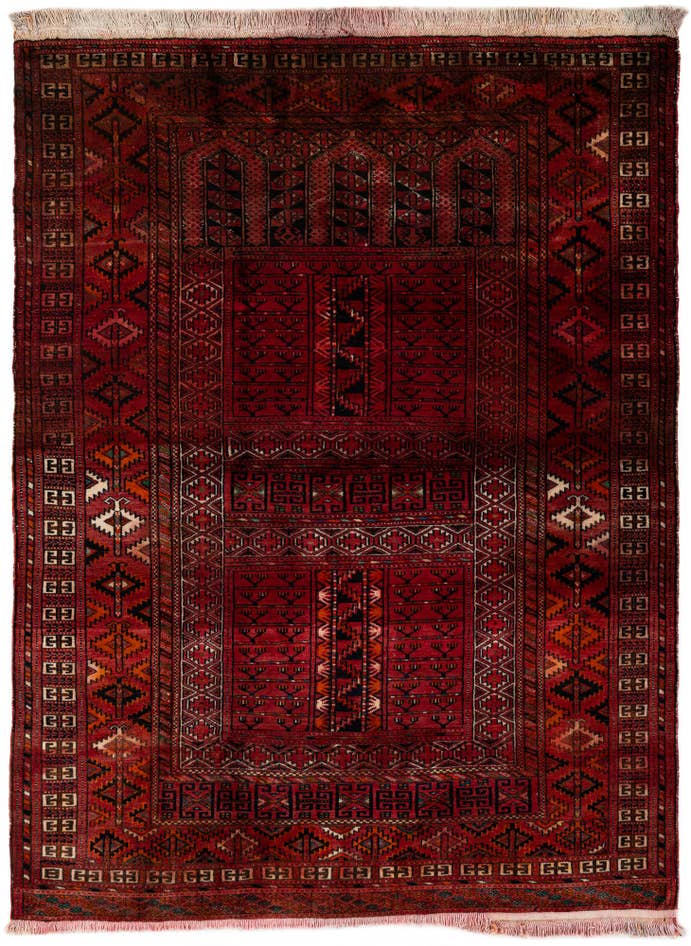 Detail image of 3' 10 x 5' 1 Hand Knotted Bokhara Oriental Wool Rug