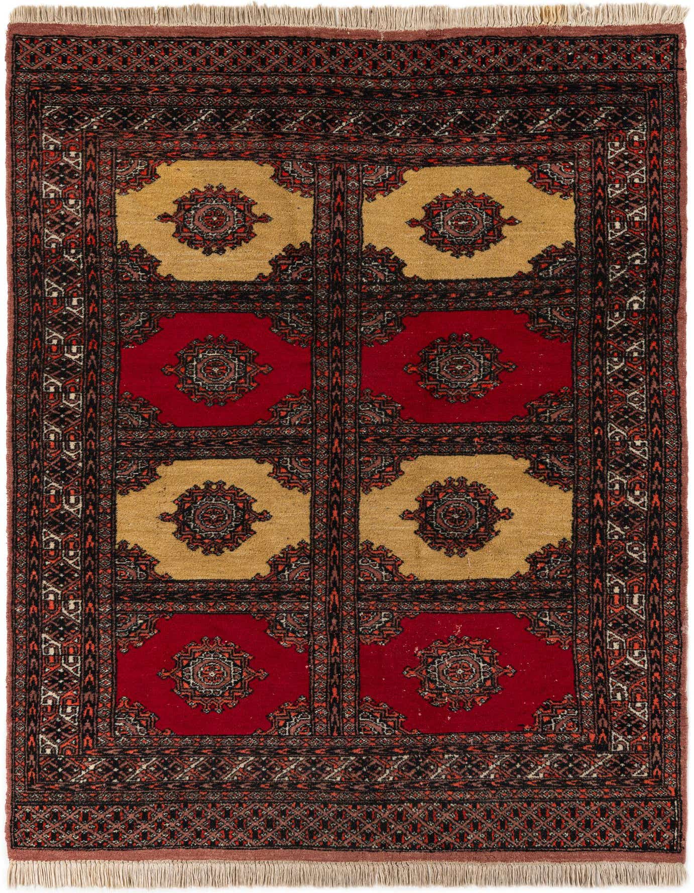 4' 3 x 5' 10 Hand Knotted Bokhara Oriental Wool Rug