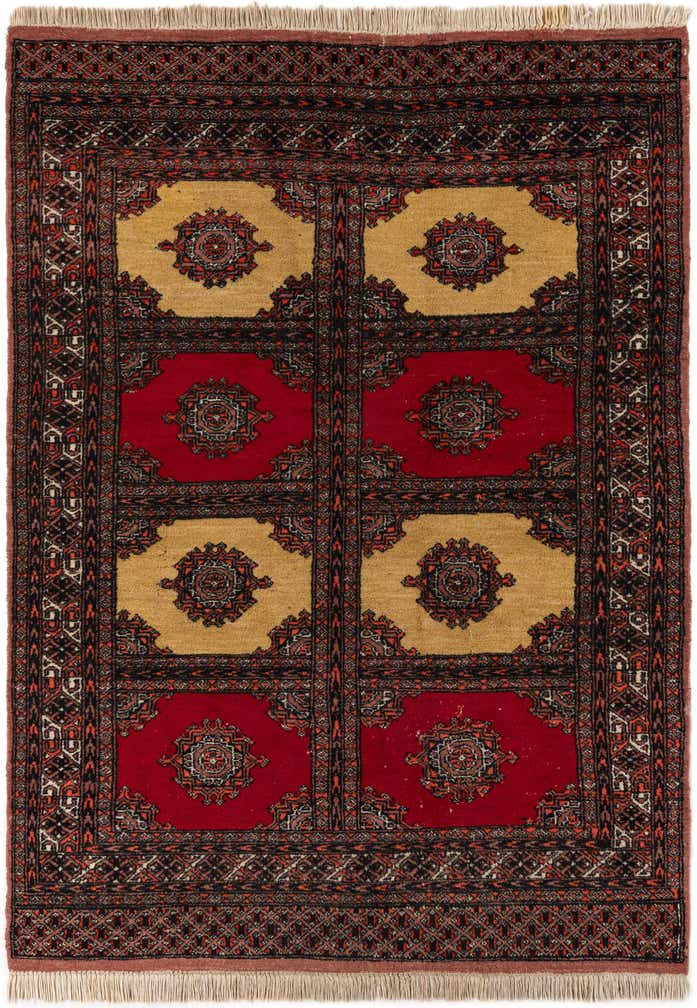 4' 3 x 5' 10 Hand Knotted Bokhara Oriental Wool Rug
