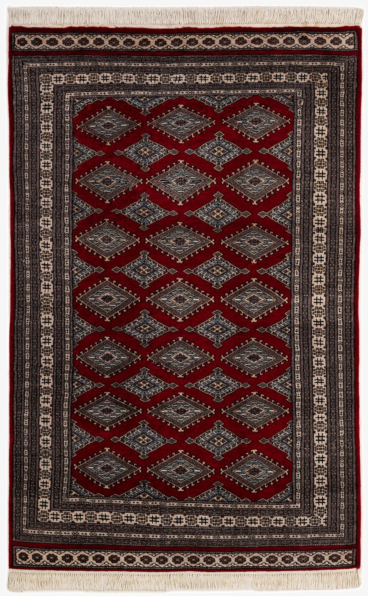 4' 2 x 6' 6  Hand Knotted Bokhara Oriental Wool Rug