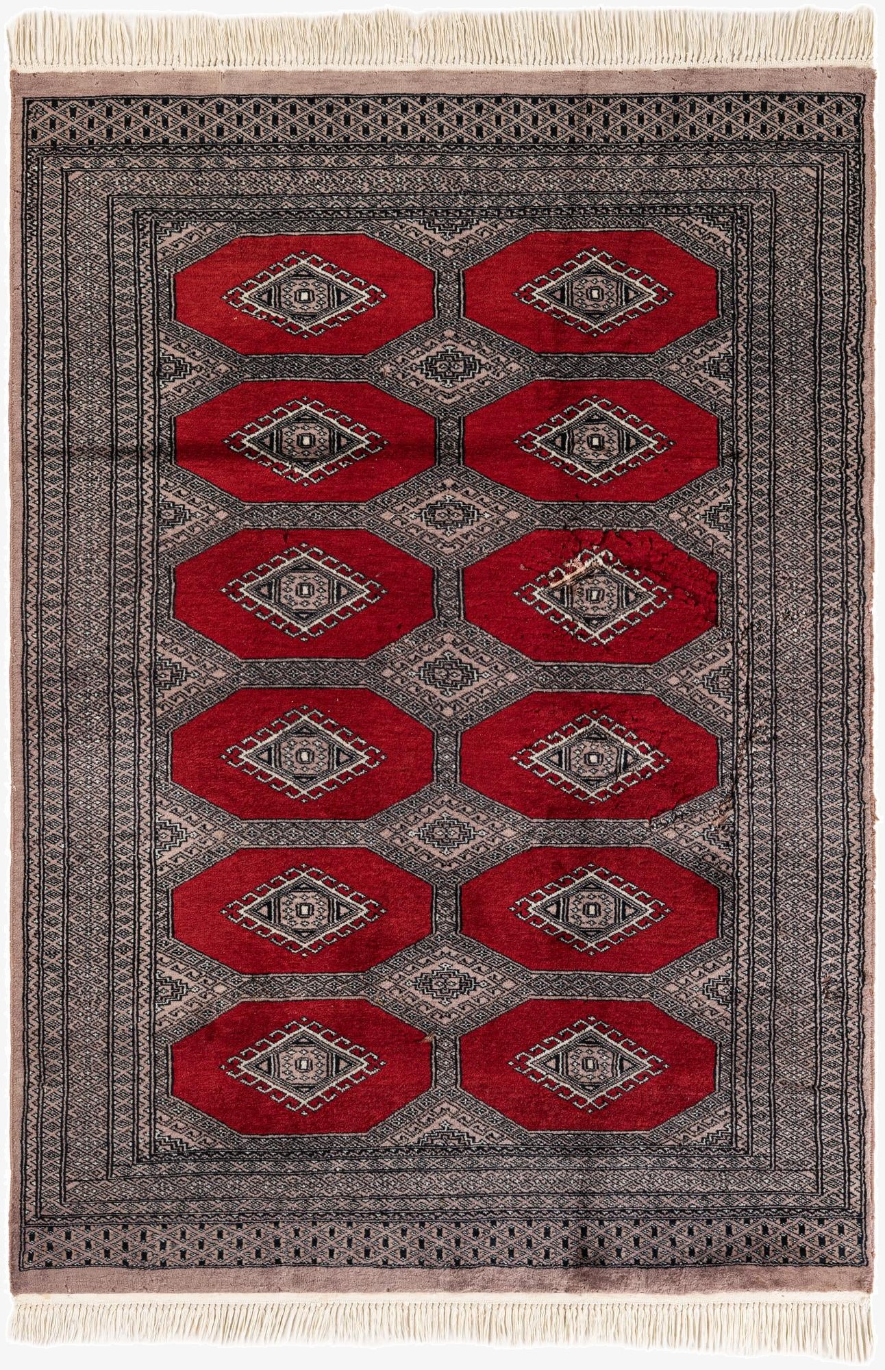 4' 2 x 5' 11  Hand Knotted Bokhara Oriental Wool Rug
