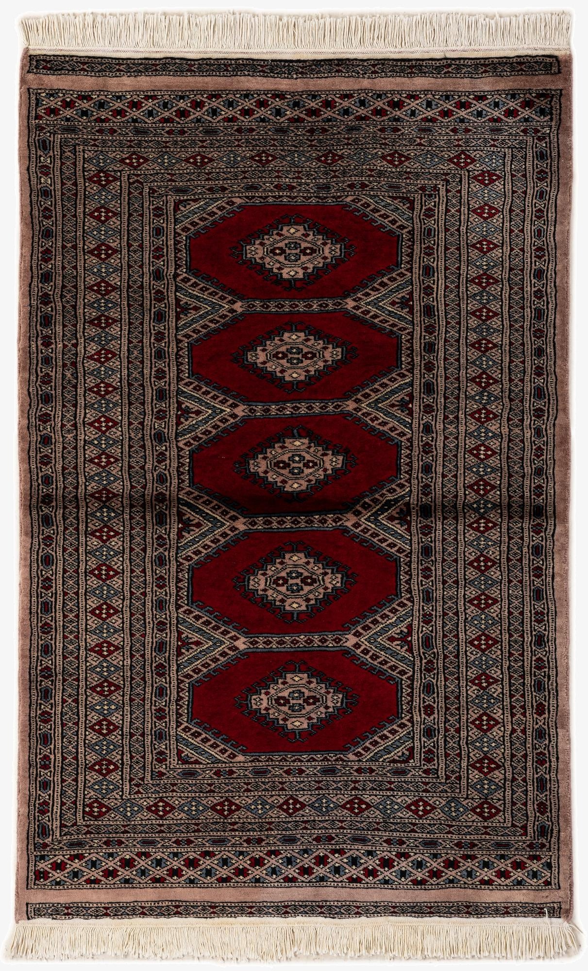 3' 1 x 4' 9  Hand Knotted Bokhara Oriental Wool Rug