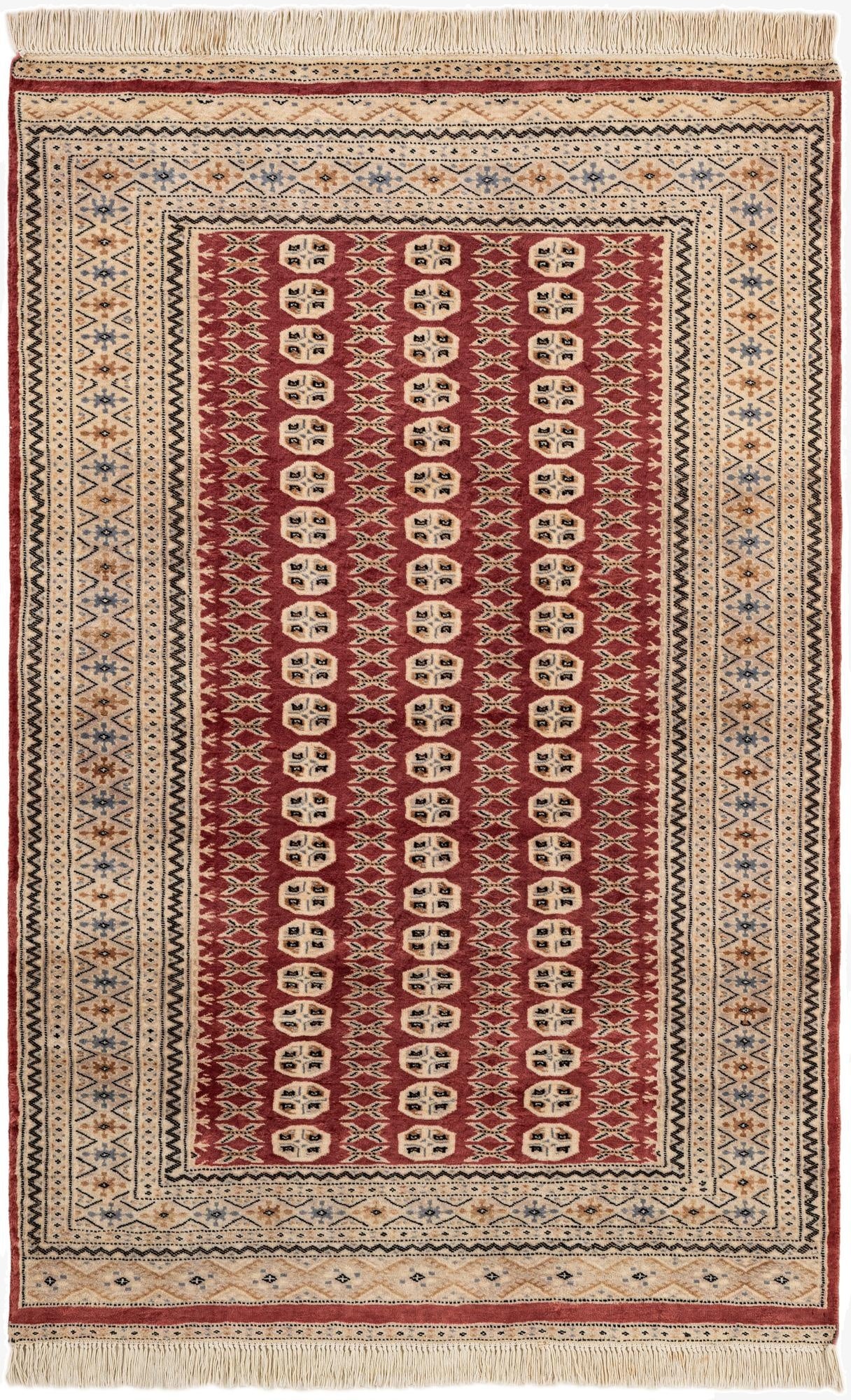4' 1 x 6' 4  Hand Knotted Bokhara Oriental Wool Rug